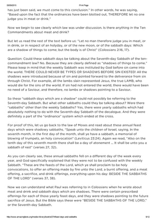 Feast days and sabbaths