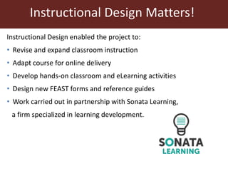 Instructional design and blended learning to extend the reach of a research product for impact at scale: Reflections from the FEAST tool