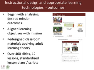 Instructional design and blended learning to extend the reach of a research product for impact at scale: Reflections from the FEAST tool