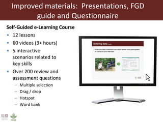 Instructional design and blended learning to extend the reach of a research product for impact at scale: Reflections from the FEAST tool