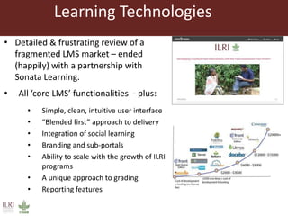 Instructional design and blended learning to extend the reach of a research product for impact at scale: Reflections from the FEAST tool