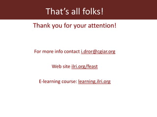 Instructional design and blended learning to extend the reach of a research product for impact at scale: Reflections from the FEAST tool