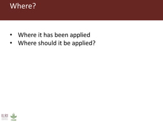 FEAST: Why, What, When, Where …. So What, What Next? 