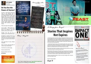 Feast Pacita Bulletin - November 2, 2014, Impact One Series - Talk 3: Stories Instead Of Teaching