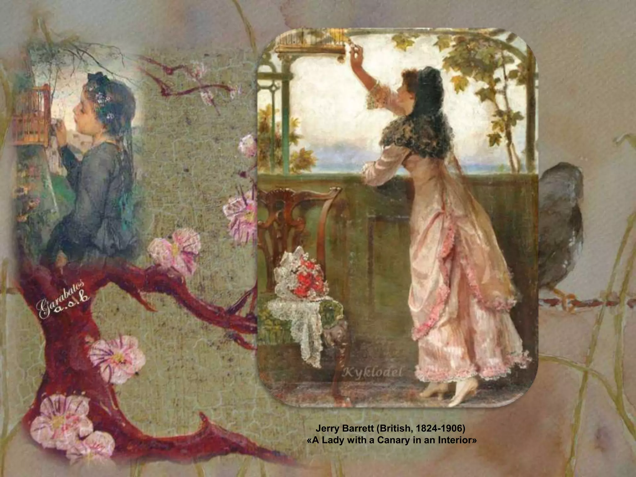 Jerry Barrett (British, 1824-1906)
«A Lady with a Canary in an Interior»
 