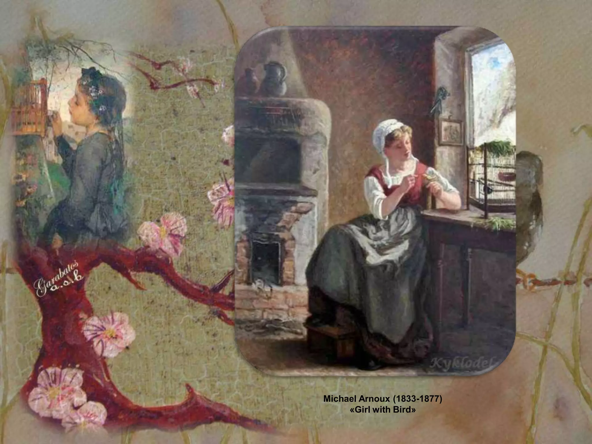 Michael Arnoux (1833-1877)
     «Girl with Bird»
 