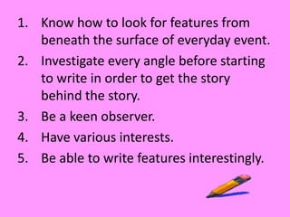 Feature and literary writing | PPTX