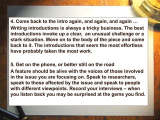 FEATURE WRITING BASICS AND ADVANCED TIPS | PPTX