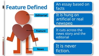 Feature-Writing and its Basic Elements, Tips, and Examples | PPTX