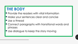 Feature Writing English, A winning chance of writing a feature story | PPTX