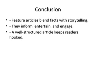 Feature Article, For English 5 Quarter Lesson | PPTX