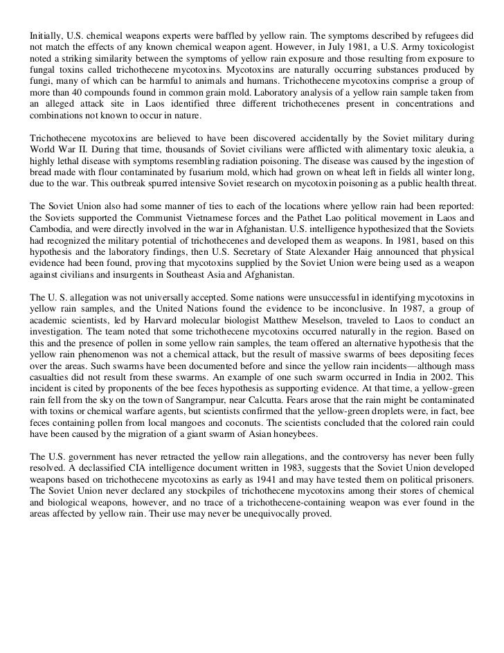 Burmese Army Chemical Weapon used Yellow Rain (acid rain) in Mai Ja