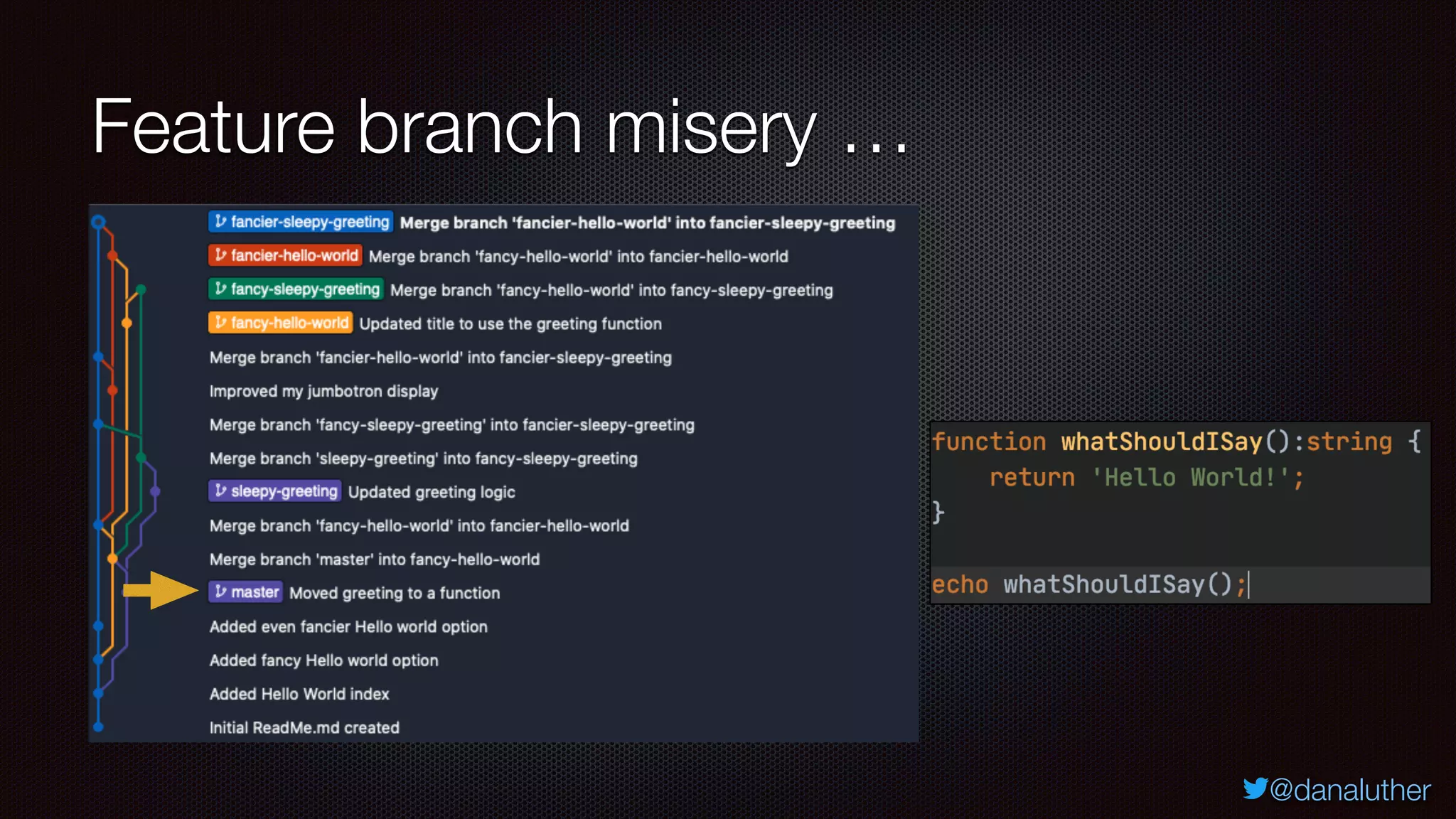 @danaluther
Feature branch misery …
 