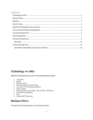 Feature list of openbravo for distribution business | PDF