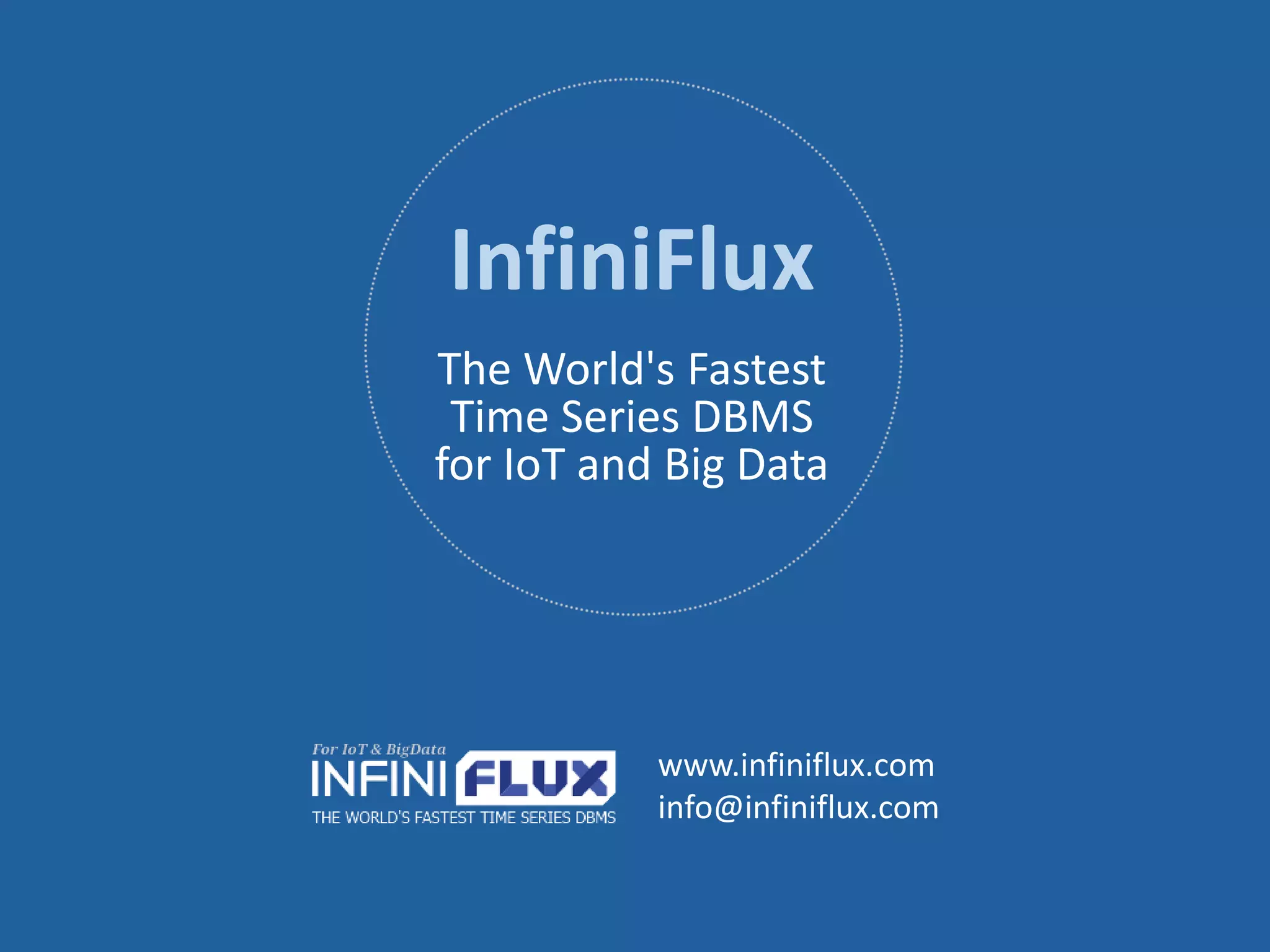 The World's Fastest
Time Series DBMS
for IoT and Big Data
www.infiniflux.com
info@infiniflux.com
InfiniFlux
 