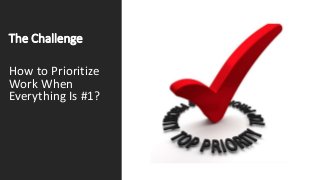 The Challenge
How to Prioritize
Work When
Everything Is #1?
 
