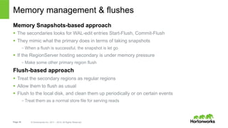 Page 35 © Hortonworks Inc. 2011 – 2014. All Rights Reserved
Memory management & flushes
Memory Snapshots-based approach
§...
