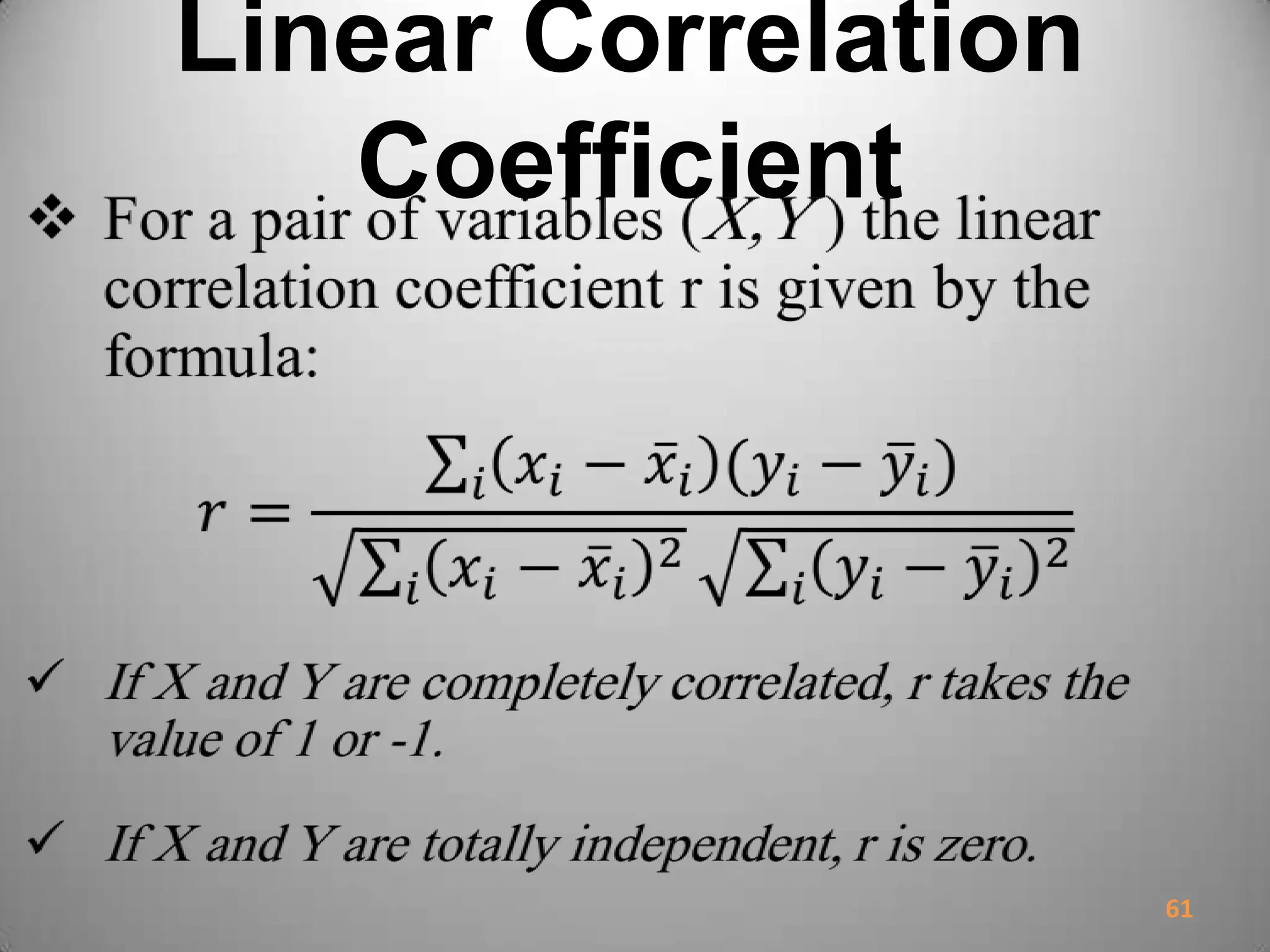 Linear Correlation
Coefficient
61
 