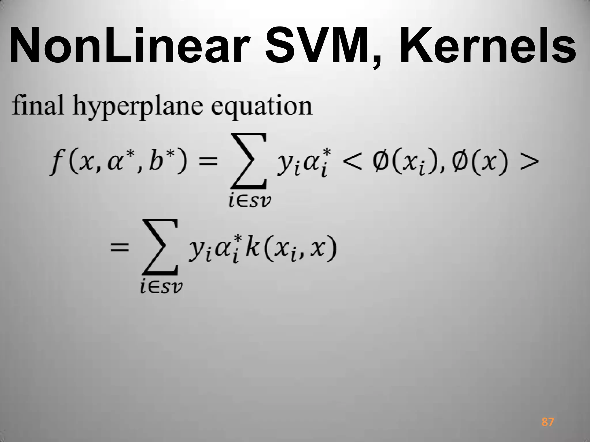 NonLinear SVM, Kernels
87
 
