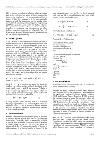 Feature selection using modified particle swarm optimisation for face ...