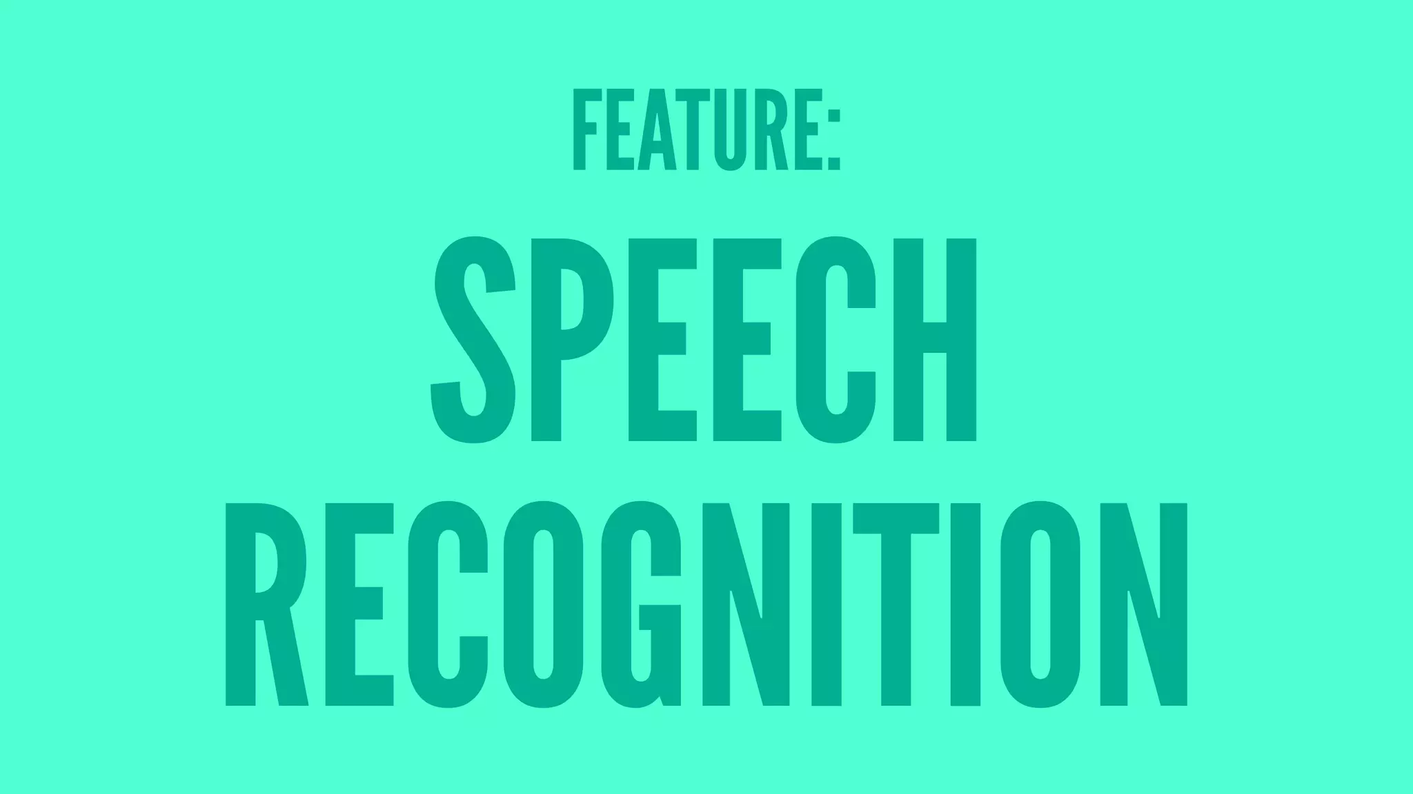 FEATURE:
SPEECH
RECOGNITION
 