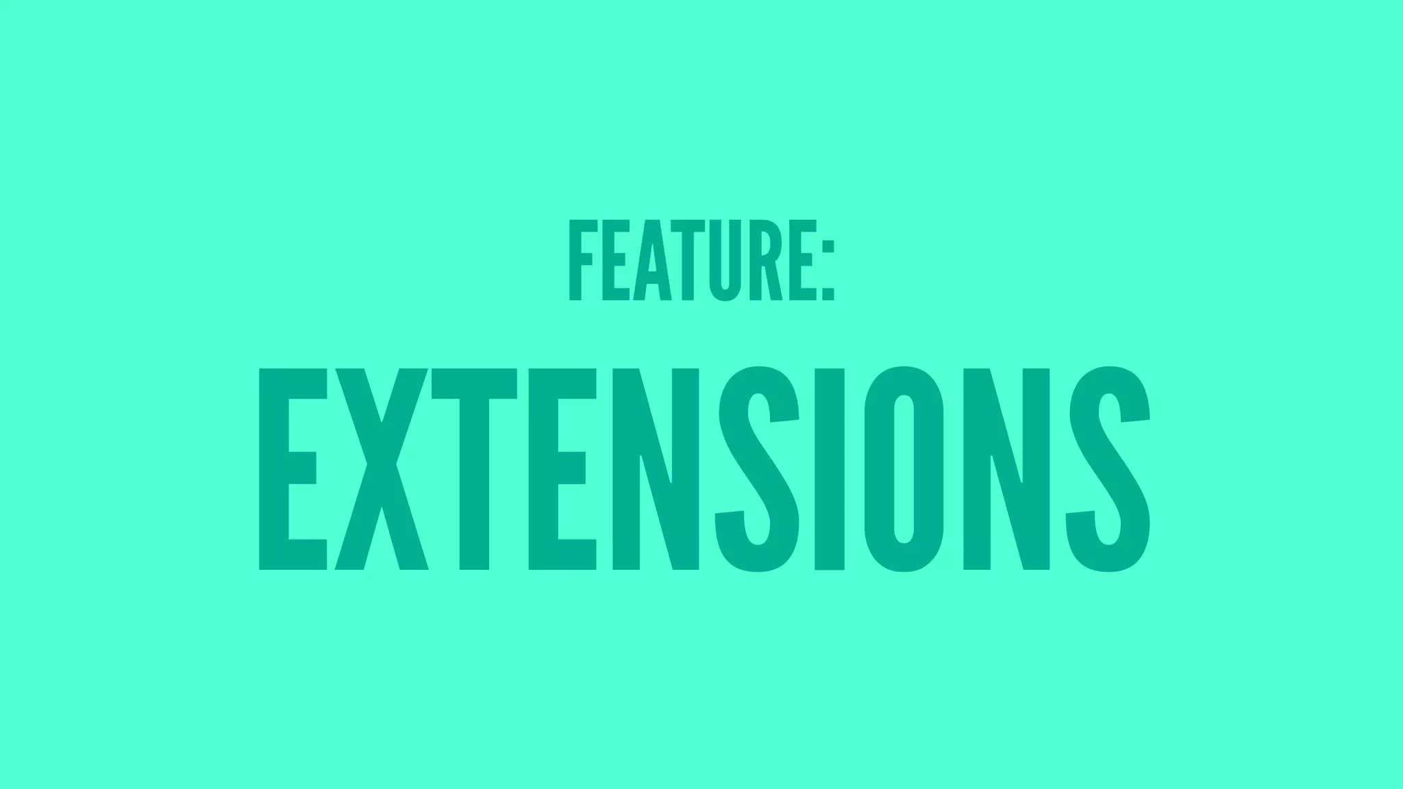FEATURE:
EXTENSIONS
 