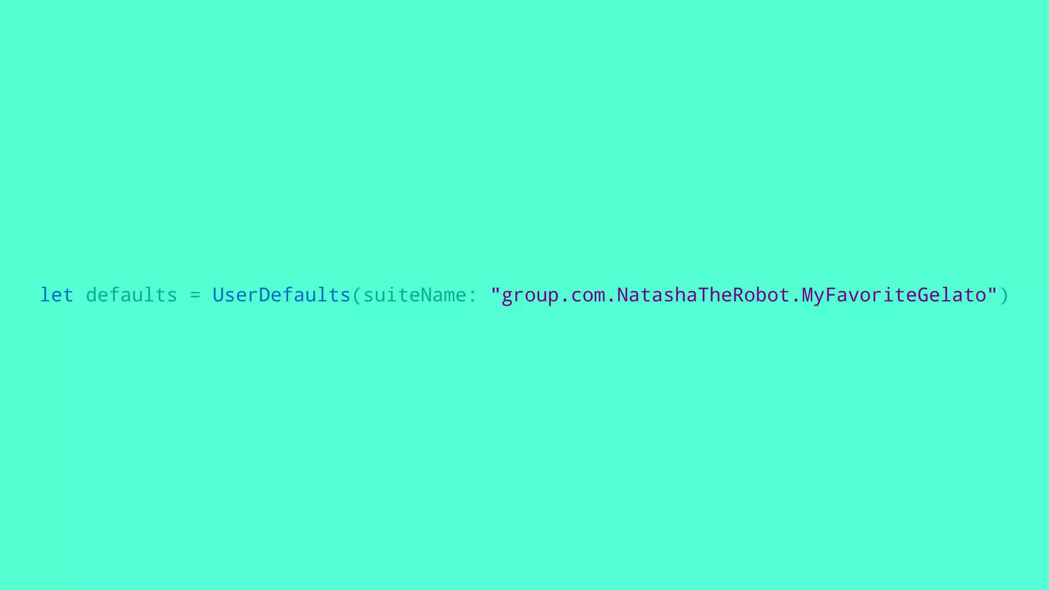 let defaults = UserDefaults(suiteName: "group.com.NatashaTheRobot.MyFavoriteGelato")
 