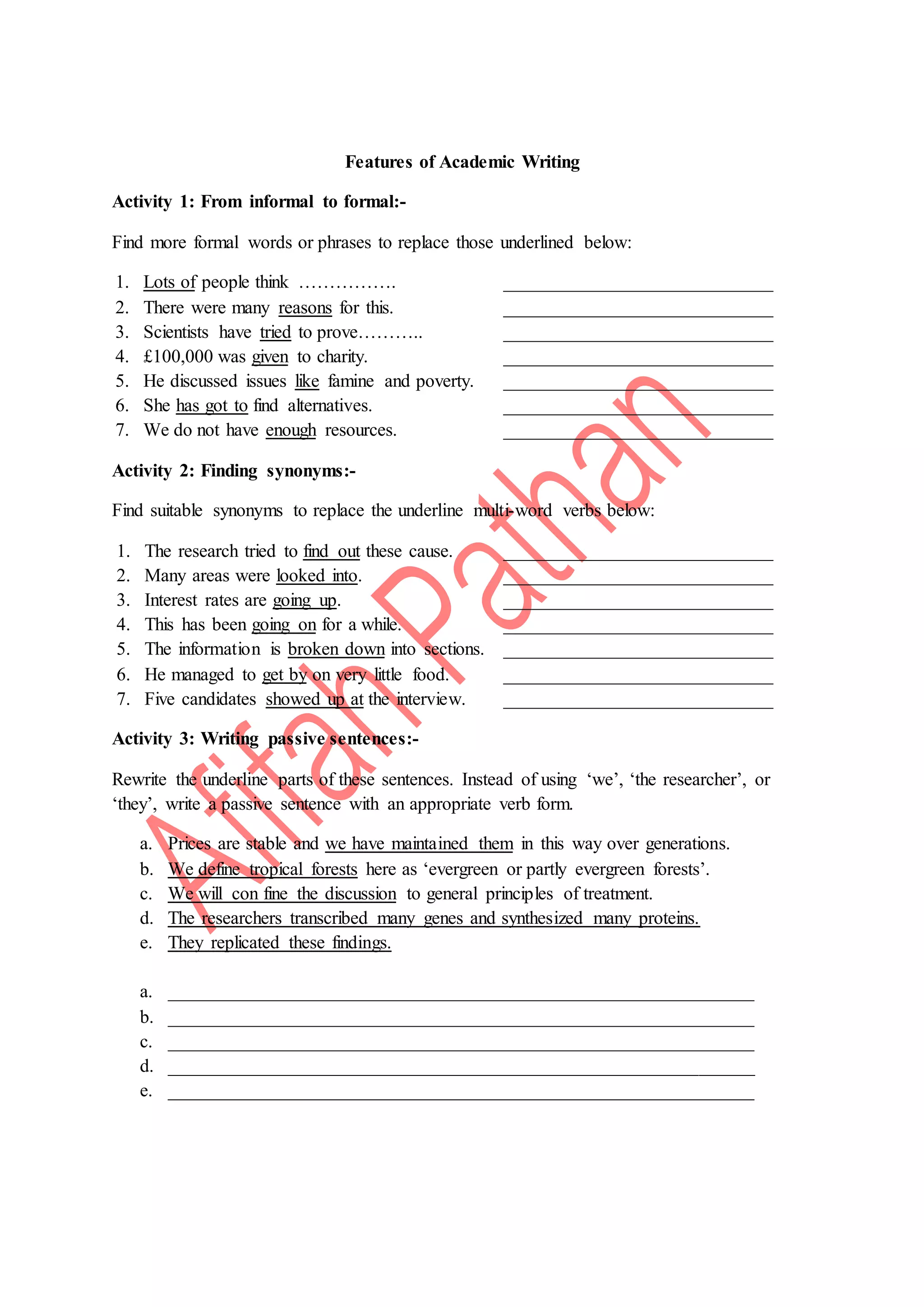 Features of academic writing | DOCX