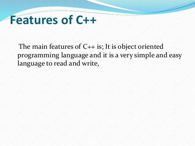 Features of c++