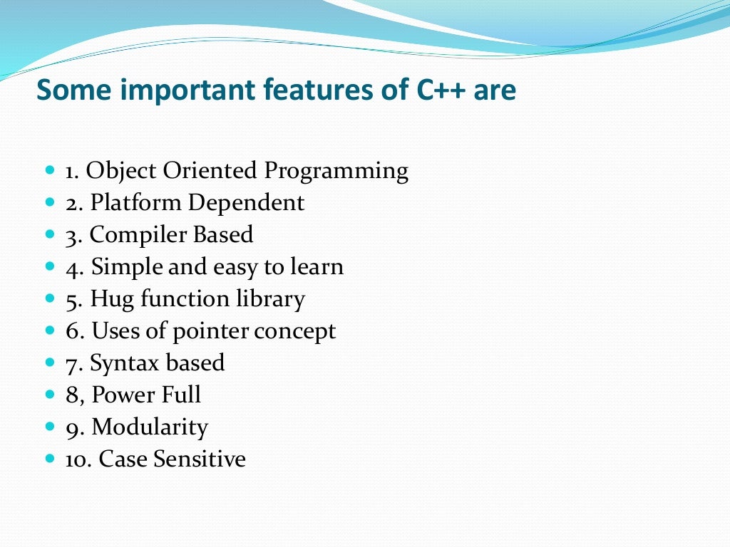 Features of c++