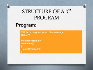 Features of 'c' program | PPTX | Programming Languages | Computing