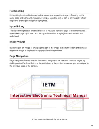 Features of IETM Interactive Electronic Technical Manual Code and ...