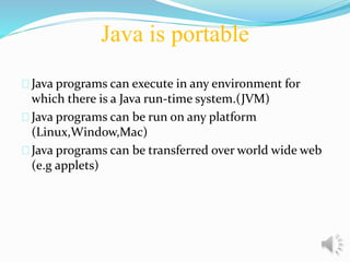 Features of java | PPTX | Programming Languages | Computing