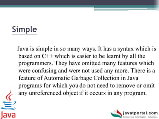 Features of java - javatportal | PPTX