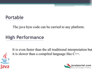 Features of java - javatportal | PPT