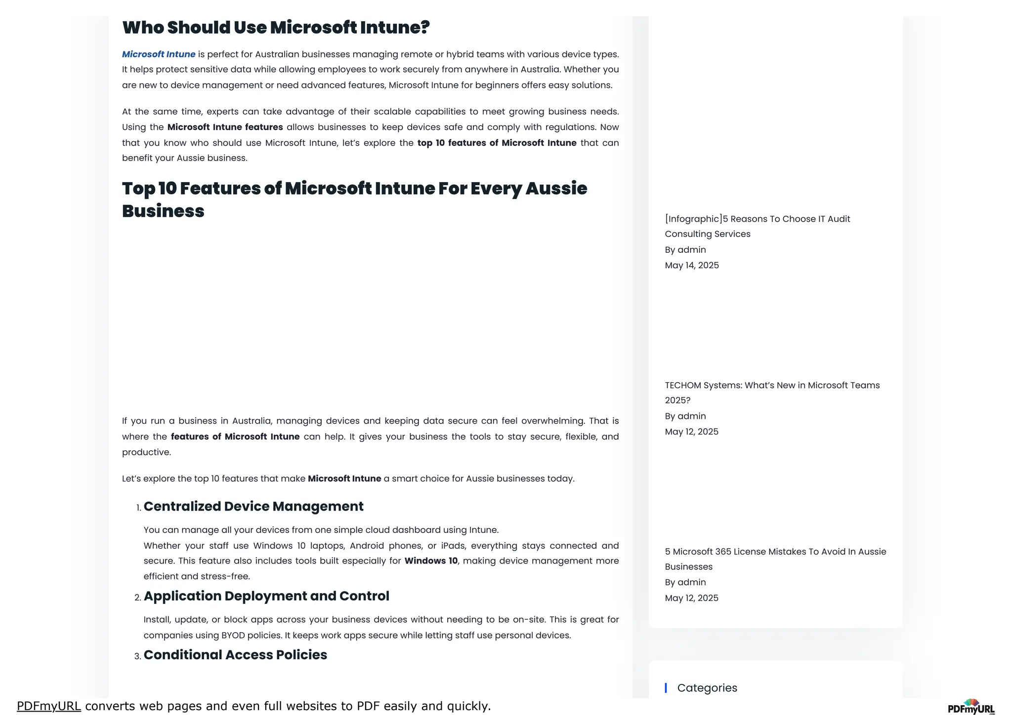 Intune Guide.pdf Understanding the Features of Microsoft Intune with TECHOM Systems | PDF