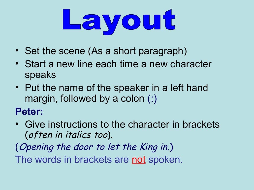 Features of playscripts