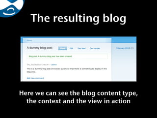 The resulting blog


                 Text




Here we can see the blog content type,
  the context and the view in action
 