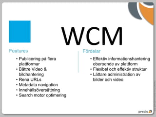 Copyright Precio Systemutveckling AB 2010
WCM
 