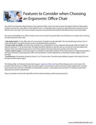 Features to consider when choosing an ergonomic office chair