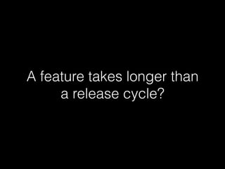 A feature takes longer than
a release cycle?
 