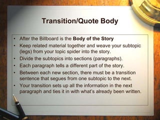 Topic Change Segues Examples Feature writing | PPT