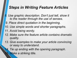 Powerpoint Presentation on FEATURE WRITING2.0.ppt