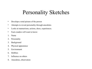 Top more than 81 personality sketch feature article latest  seveneduvn