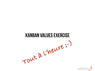 Kanban Values Exercise
Tout à l’heure ;-)
 