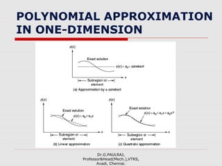 POLYNOMIAL APPROXIMATION
IN ONE-DIMENSION
Dr.G.PAULRAJ,
Professor&Head(Mech.),VTRS,
Avadi, Chennai.
 