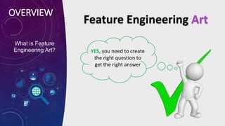 OVERVIEW
What is Feature
Engineering Art?
Feature Engineering Art
YES, you need to create
the right question to
get the ri...