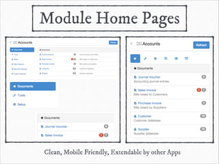 Module Home Pages

Clean, Mobile Friendly, Extendable by other Apps

 