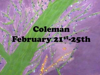 Coleman  February 21st-25th 