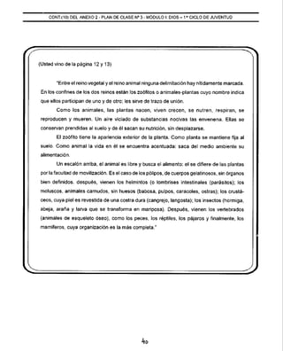 CONT.(10) DEL ANEXO 2 - PLAN DE CLASE N° 3 - MÓDULO 1: DIOS -1 er CICLO DE JUVENTUD
(Usted vino de la página 12 y 13)
"Ent...